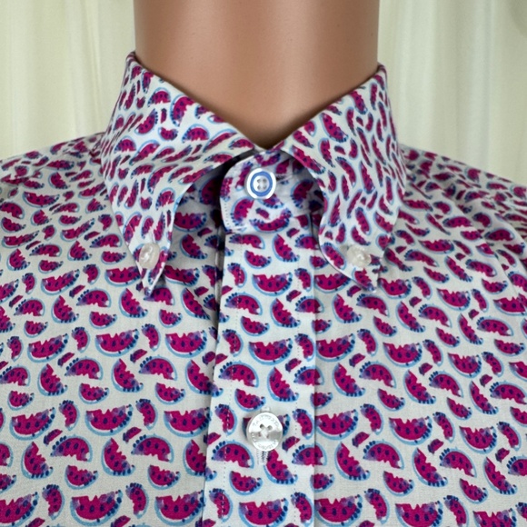 Men's TailorByrd Watermelon Print Short Sleeves Shirt Size Large - Picture 6 of 14
